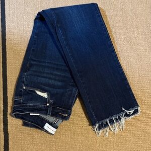 Risen Jeans - Dark Blue Distressed Hem Women's Jeans